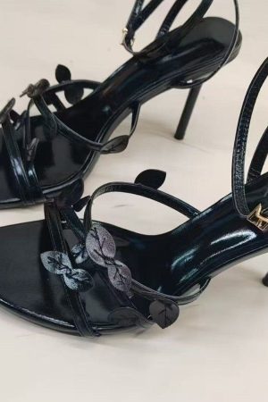 Za's New Summer Style Golden Leaf Round Toe Heels